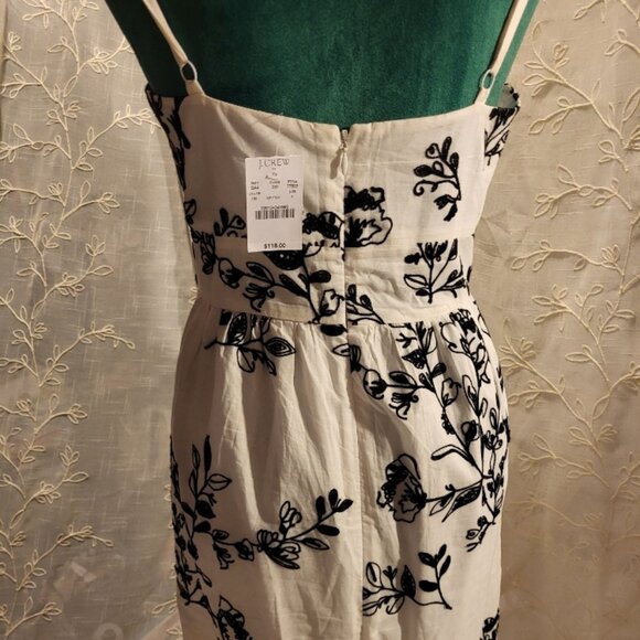 JCrew Women's Embroidered Sundress Off-White & Black 4 - Picture 6 of 11